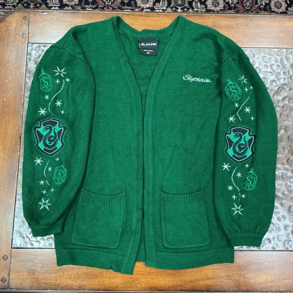 Harry Potter Slytherin Women Open Cardigan, Green, Size Small - Picture 1 of 9
